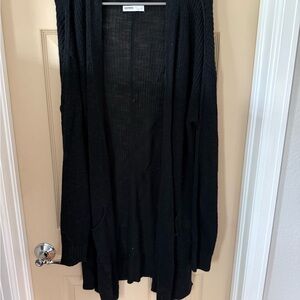 Black Open-Front Knit Cardigan